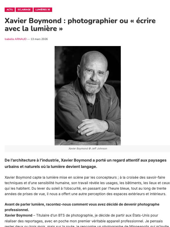 copie d'écran de la page de l'article de"Lumières"